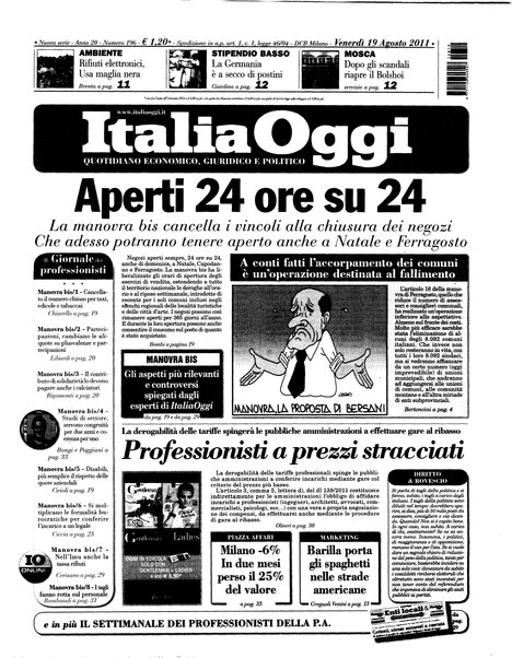 Italia oggi : quotidiano di economia finanza e politica